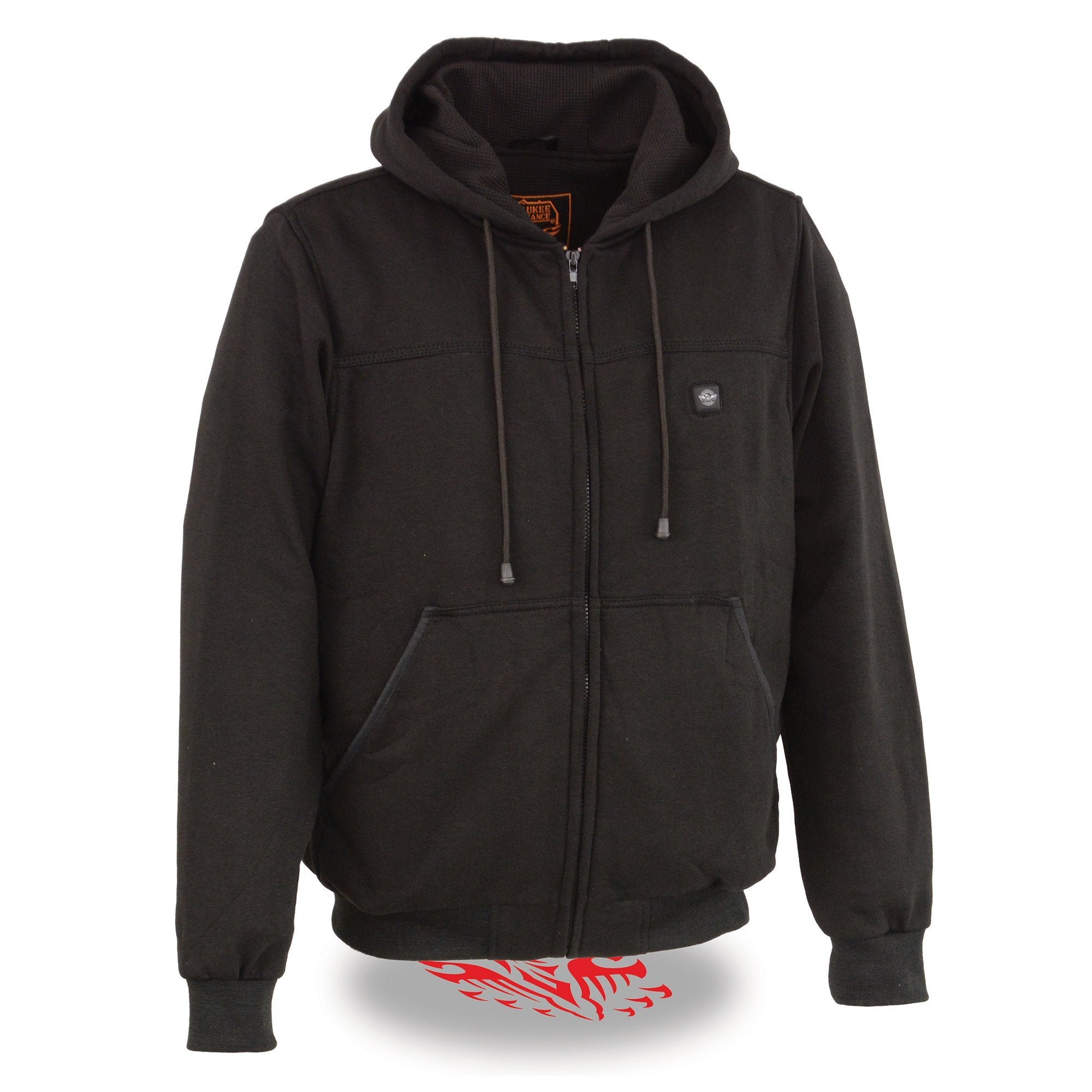 Image of Nexgen Heat MPM1713SET Men's Fiery Heated Hoodie- Black Zipper Front Sweatshirt Jacket for Winter w/Battery Pack