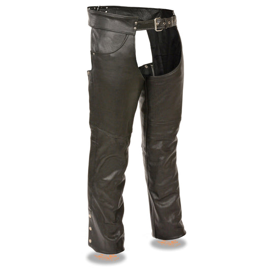 Milwaukee Leather Chaps for Men's Black Premium Leather Fully Lined -