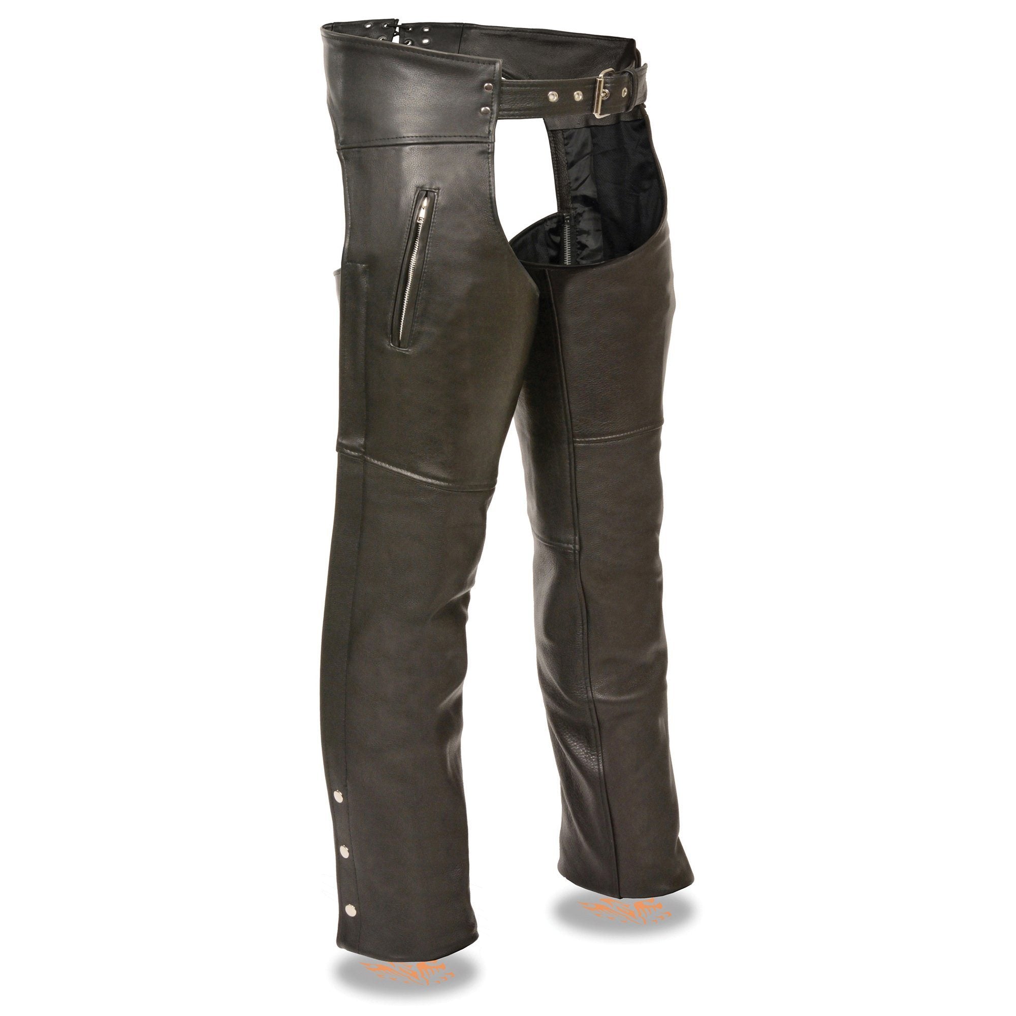Milwaukee Leather SH1190 Men's Black Leather Chaps with Zippered Thigh
