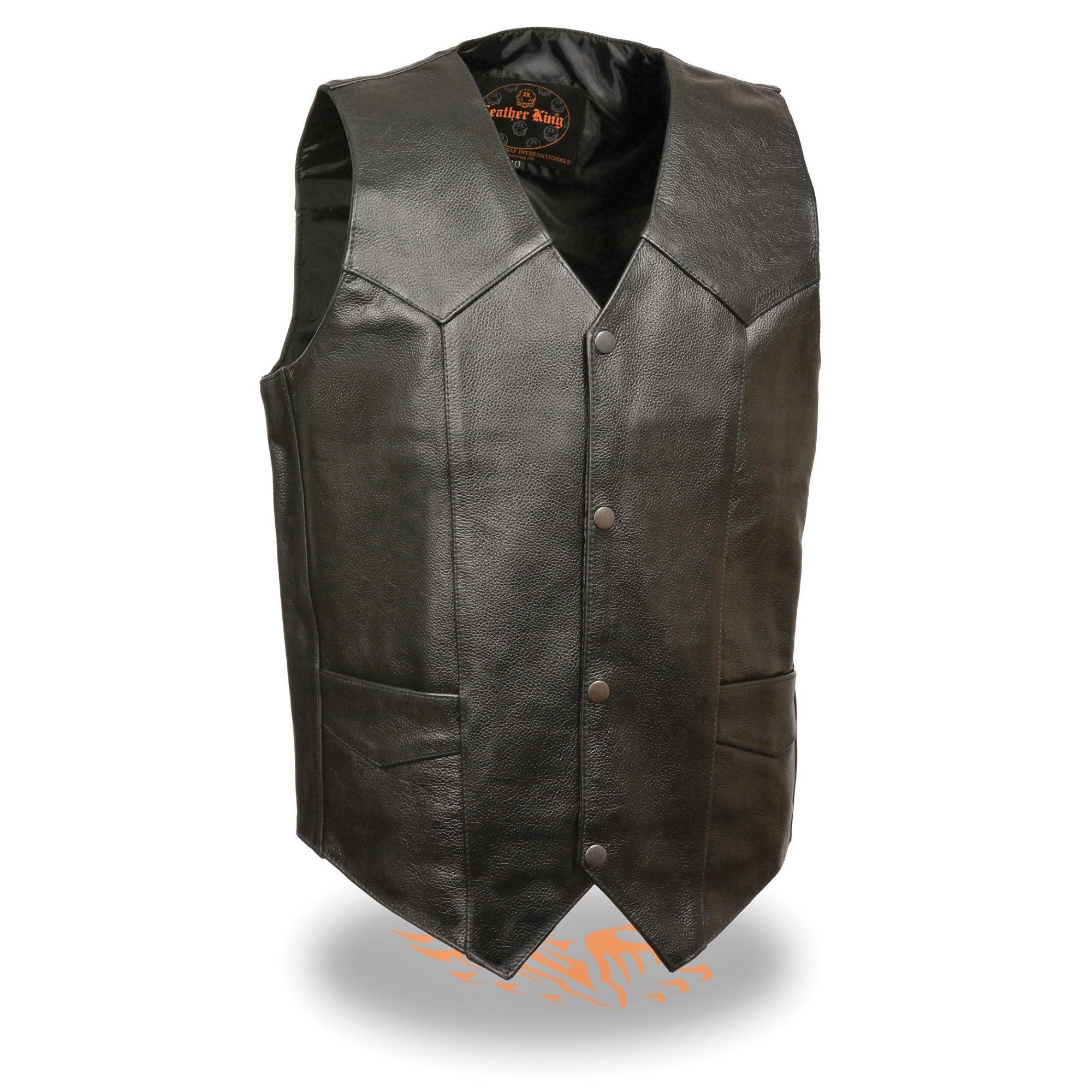 Milwaukee Leather SH1310 Men's Classic Black Leather Vest with Snap Bu
