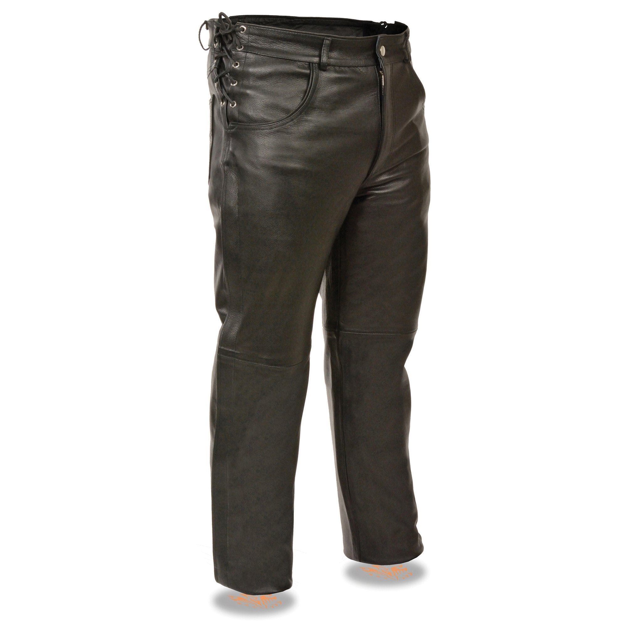 Milwaukee Leather SH1987 Men's Black Leather Deep Pocket Over Pants wi