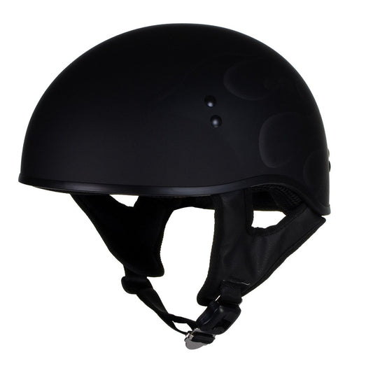 Outlaw T68 'The O.G.' Flat Black Motorcycle DOT Skull Cap Helmet