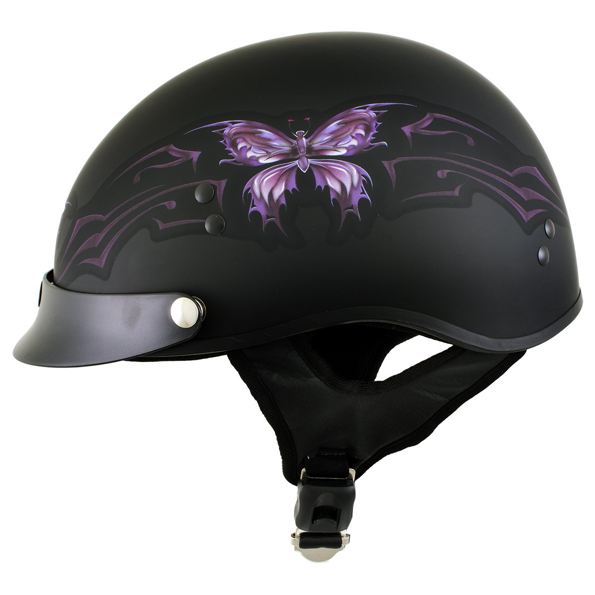 purple butterfly motorcycle helmet