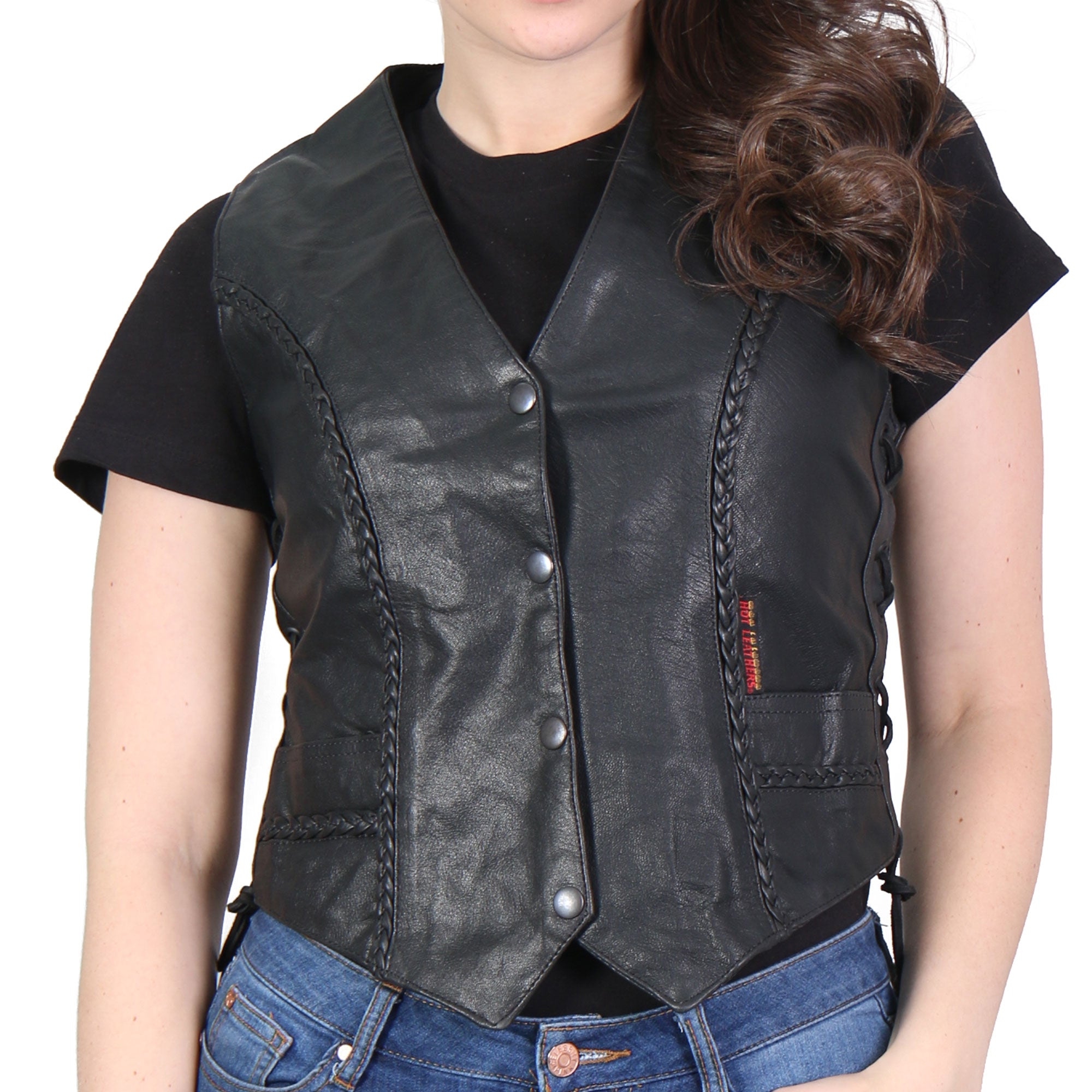 Hot Leathers Ladies Black Leather Vest