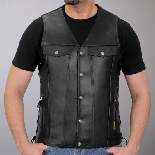 Hot Leathers VSM1023 Men's Black 'Conceal and Carry Leather Vest