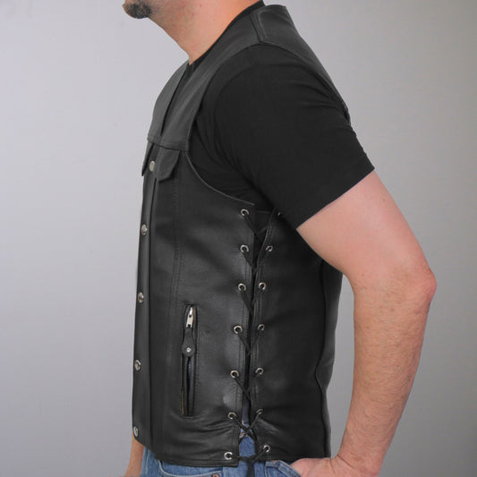 Hot Leathers Men's Distressed Brown Leather Vest