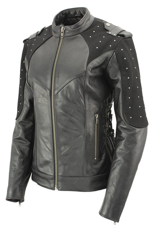 Xelement Gold XS24007 Women's 'Tara' Black Leather Motorcycle