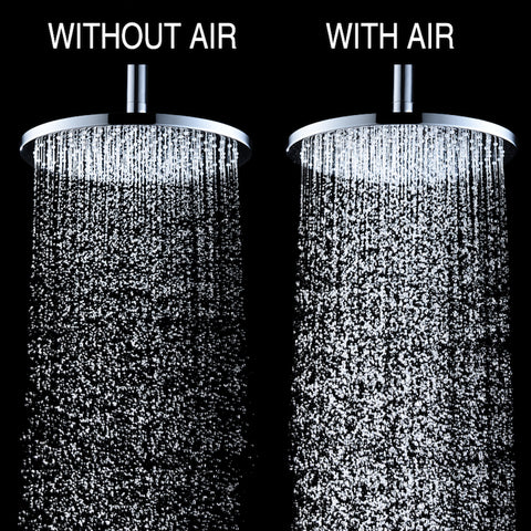 MUZT High Pressure Water Efficient Air Induction Rain Shower Head - Chrome Solid Brass