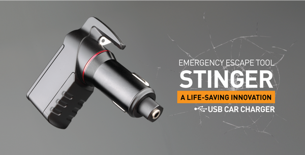 Stinger USB Car Charger Emergency Escape Tool, Car Window Breaker, Seatbelt Cutter