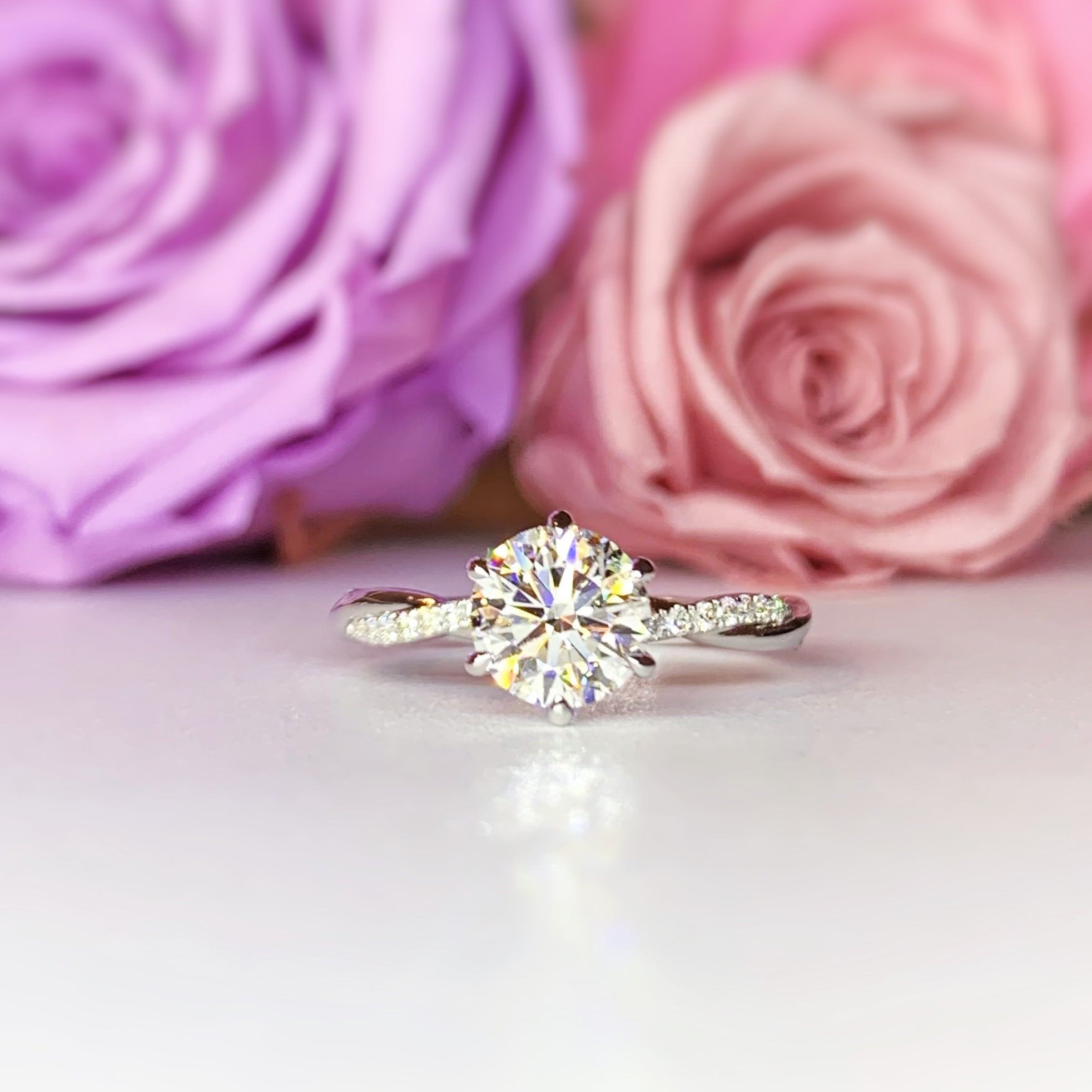 Twist Side Stone Lab Grown Diamond Engagement Ring [Setting Only] - LGR058