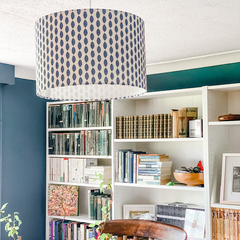 The Study at Hare House showing the lampshade by Jan Jay design