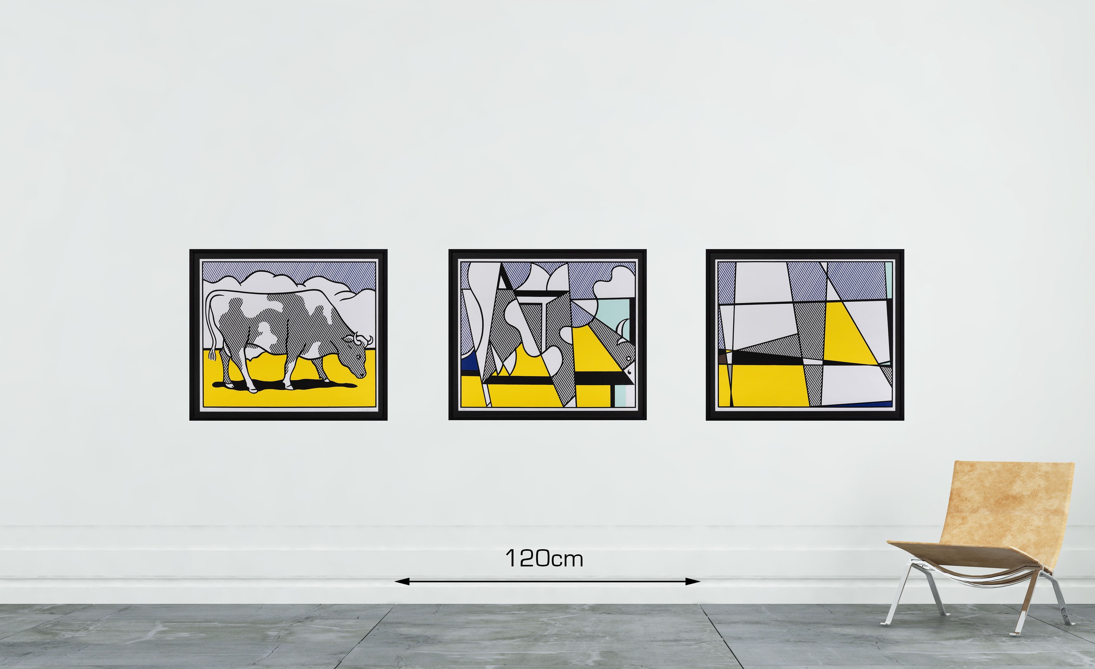 Cow Triptych Cow Going Abstract Poster Set Of 3 Gallery Candybar