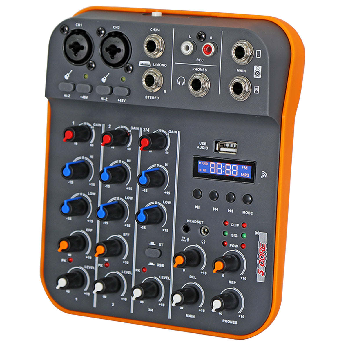 5 Core Audio Interface Mixer 4 Channel PC XLR Bluetooth USB DJ Music Podcast Karaoke Sound Board - MX 4CH