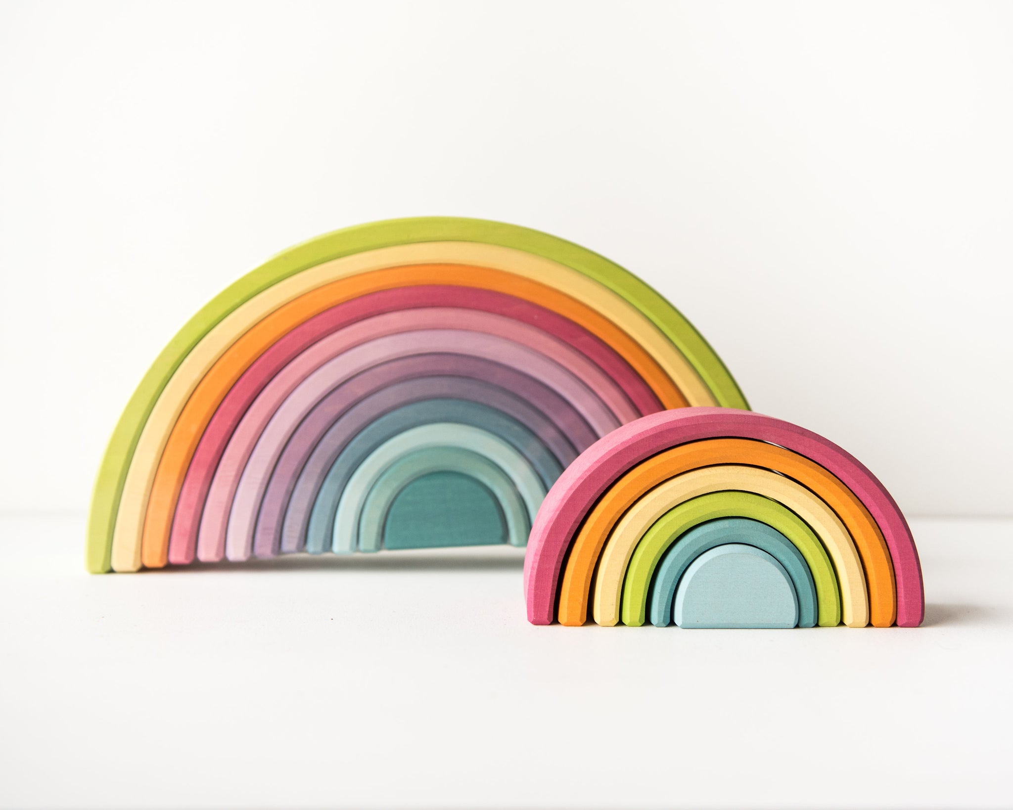 wooden stacking rainbow pastel