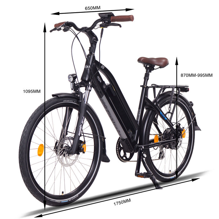 frenos hidr/áulicos 8/ marchas. para hombre y mujer 250/ W con el motor trasero 66 // 71/ cm 48/ V NCM Milano+ Bicicleta el/éctrica urbana 14/ Ah 672/ WH bater/ía Panasonic de ion de litio celdas