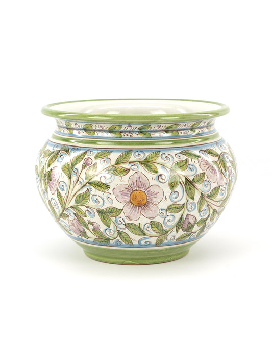 Vase with SPRING decoration in Ceramic Ø 27 cm Handmade, Caltagirone Ceramic