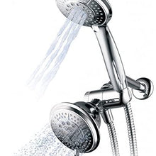 Hydroluxe 1433 Handheld Showerhead & Rain Shower Combo. High Pressure 24 Function 4" Face Dual 2 in 1 Shower Head System with Stainless Steel Hose, Patented 3-Way Water Diverter in All-Chrome Finish