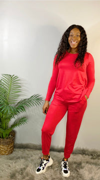 RED LONG SLEEVED JOGGER 2pc SET