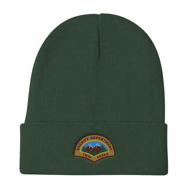 woolly hat with peak