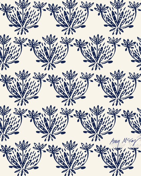 dark blue and cream floral coordinating pattern by Amy McCoy