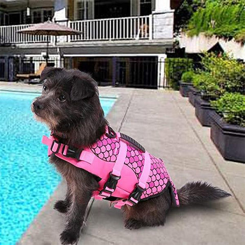 pink mermaid dog life jacket