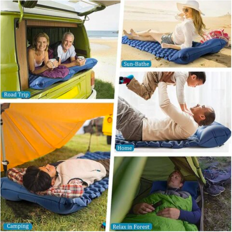 Oppblåsbar fjærlett luftmadrass for backpacking, camping, telttur og hengekøyer