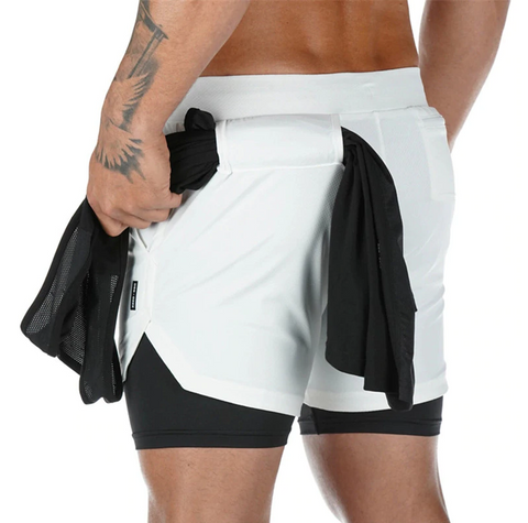 Gym shorts med Compression under tights og sidelomme
