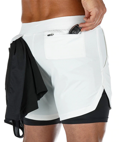 Gym shorts med Compression under tights og sidelomme