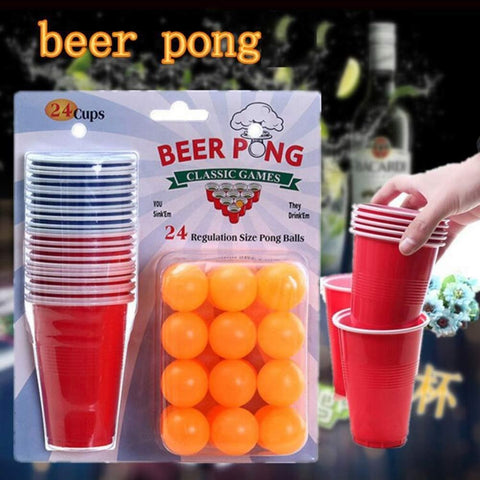 24 Orginale Beer Pong cups kopper med 6 Ping Pong baller