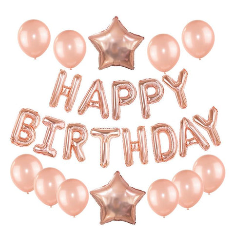 Rose Gold Happy Birthday Party Foil Balloons