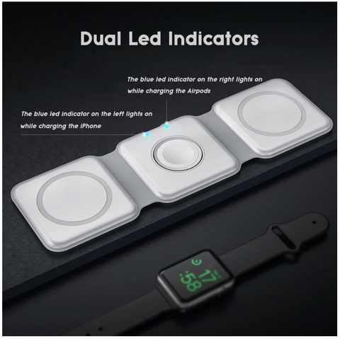 Portable 3-in-1 Foldable Travel MagSafe Wireless Charger for iPhone 14,Apple Watch & AirPods