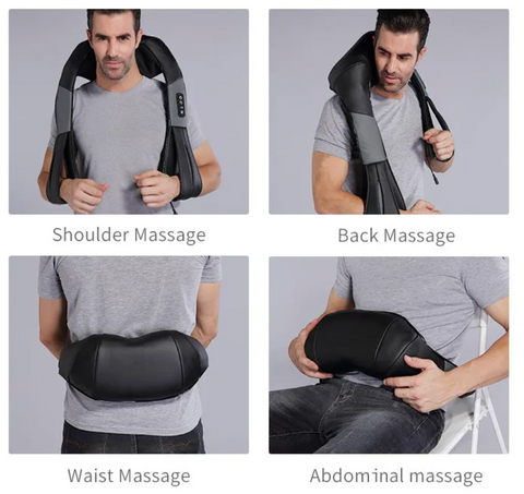 Shiatsu-masserer med varmepute til nakke, skuldre & rygg