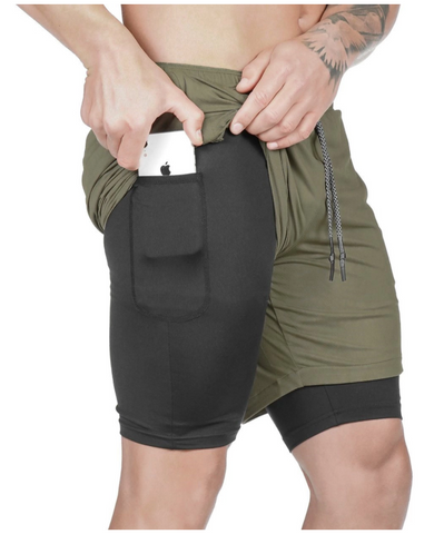 Gym shorts med Compression tights under