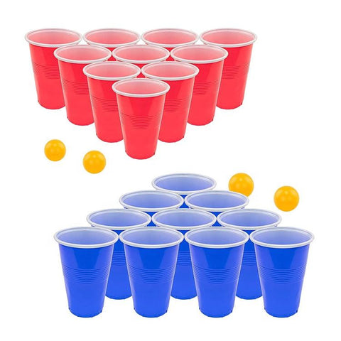 24 Orginale Beer Pong Cups, med 12 Red Beer Pong cups og 12 Blue Beer pong kopper med 6 Klassiske Ping Pong baller