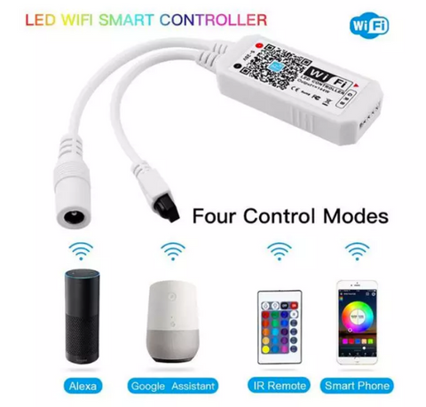 RGB LED strips controller med fjernkontroll, Wifi og Bluetooth App