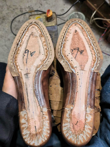 Custom made shoes using hand welt method