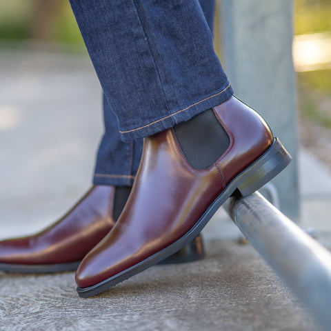 Elastic Sided Boots in Burgundy | Sparrods & Co