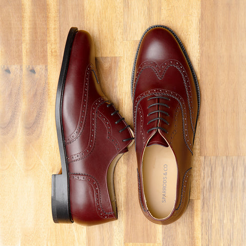 Oxford Brogue Shoes in Burgundy | Sparrods & Co