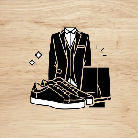 Leather sneakers paired with wedding suit
