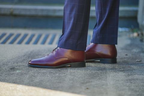 Maroon boots crafted from finest calfskin leather