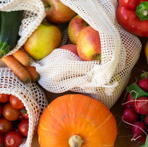Sacchetti a rete per conservare frutta e verdura