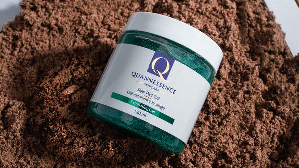 Best Exfoliating Peel Gel, Sage Peel Gel, Quannessence, Natural Beauty, Made in Canada, Skincare, Holistic Beauty, Face, Exfoliant, Gel, Green Container with Lid