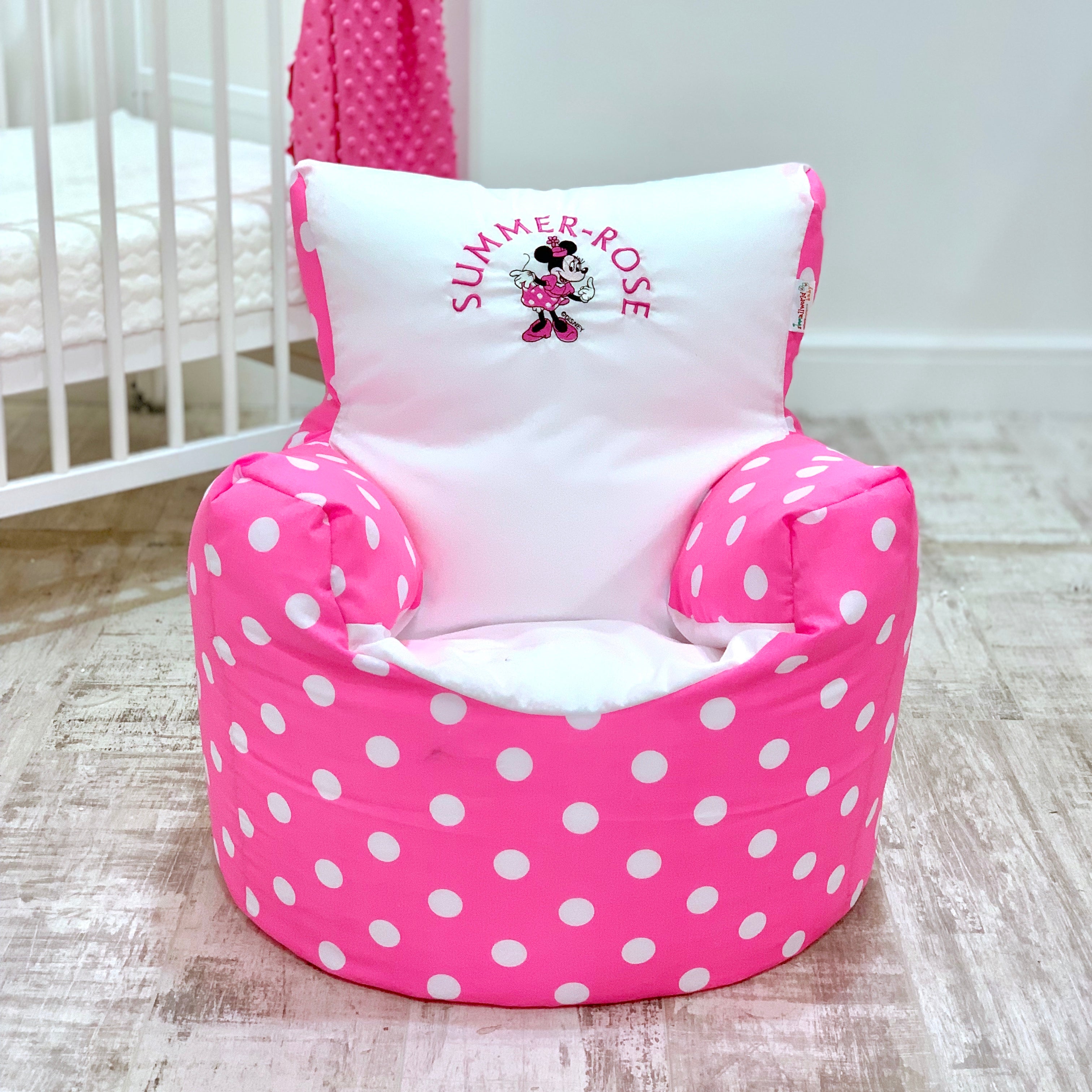 Personalised Minnie Mouse Bean Bag Chair Small World Baby Shop
