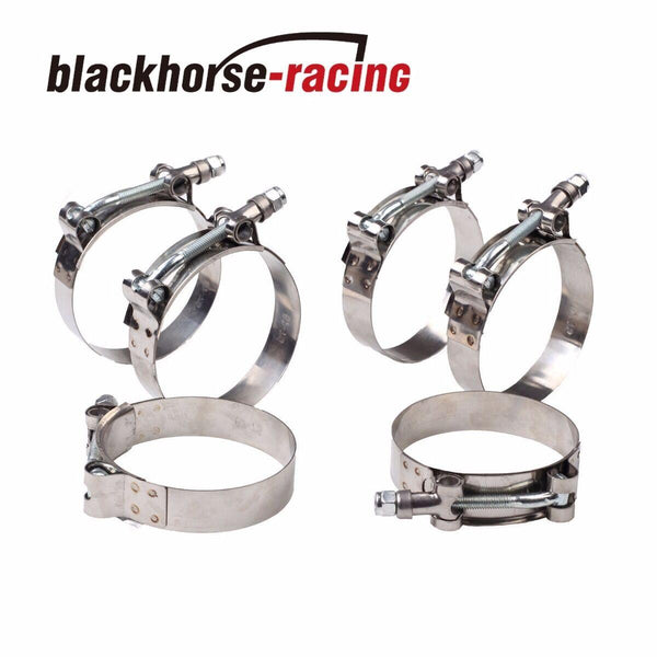 6PC For 2-1/8'' Hose (2.36"-2.68") 301 Stainless Steel T Bolt Clamps 60mm-68mm - www.blackhorse-racing.com