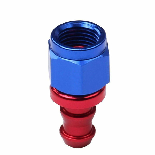 2PC Red & Blue AN 6 Straight Aluminum Push on Oil Fuel Line Hose End Fitting