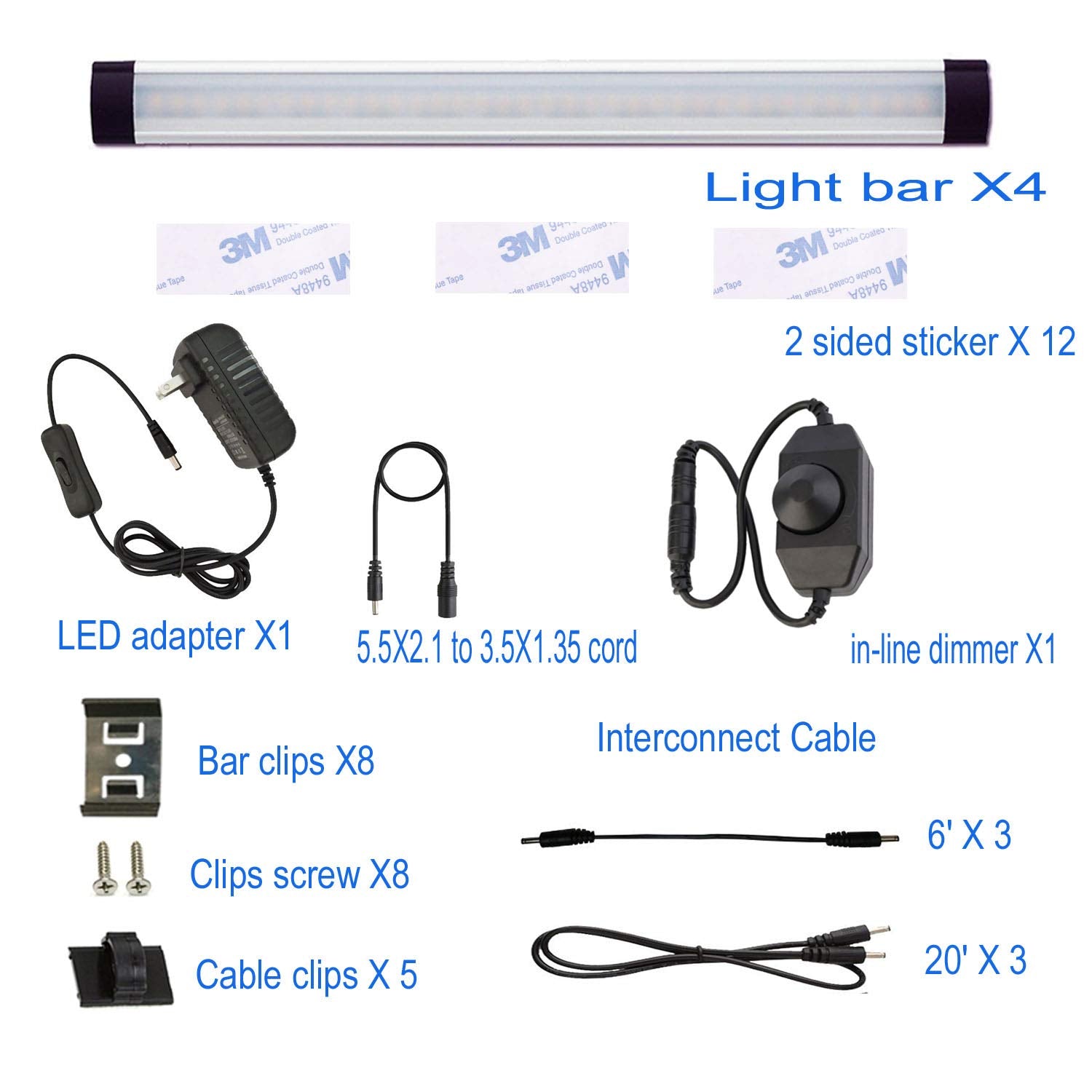 12v Dimmable Led Kitchen Bar Light Linkable With Rocker Switch