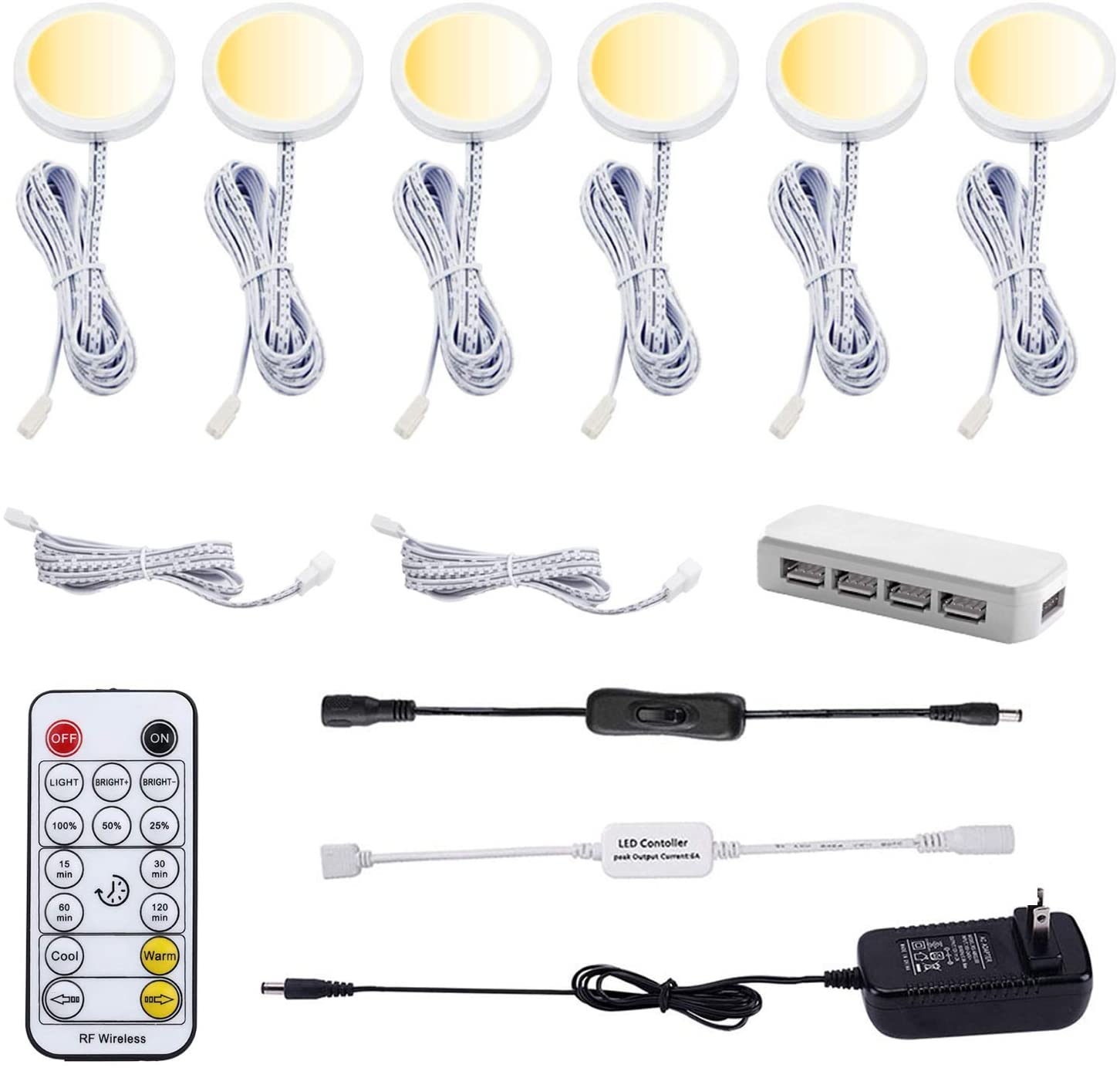 wireless puck lights with remote warm white