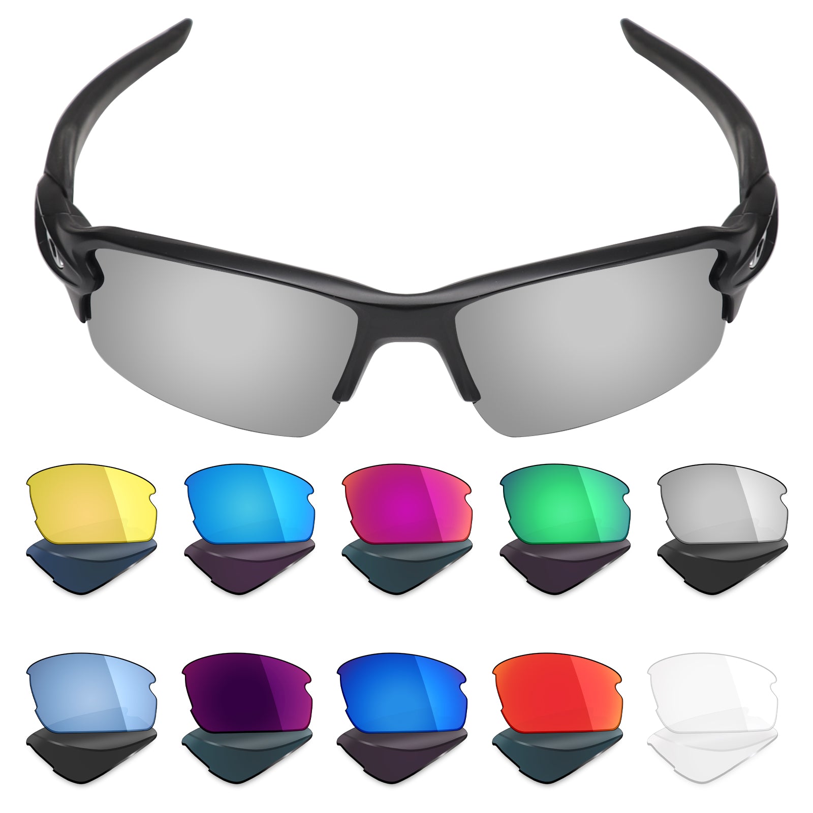 MRY Custom Prescription Replacement Lenses for Oakley Flak 2.0 Asian Fit