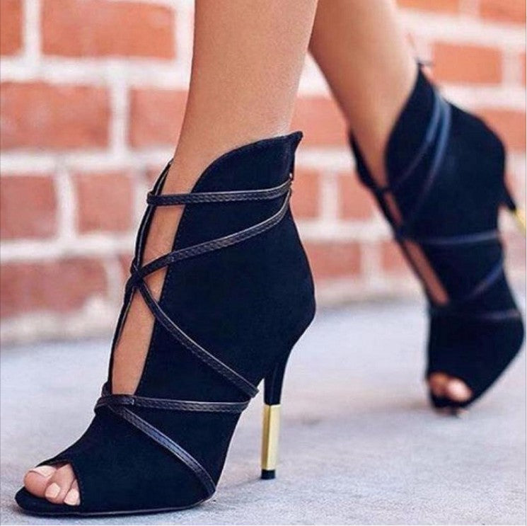v cut high heels