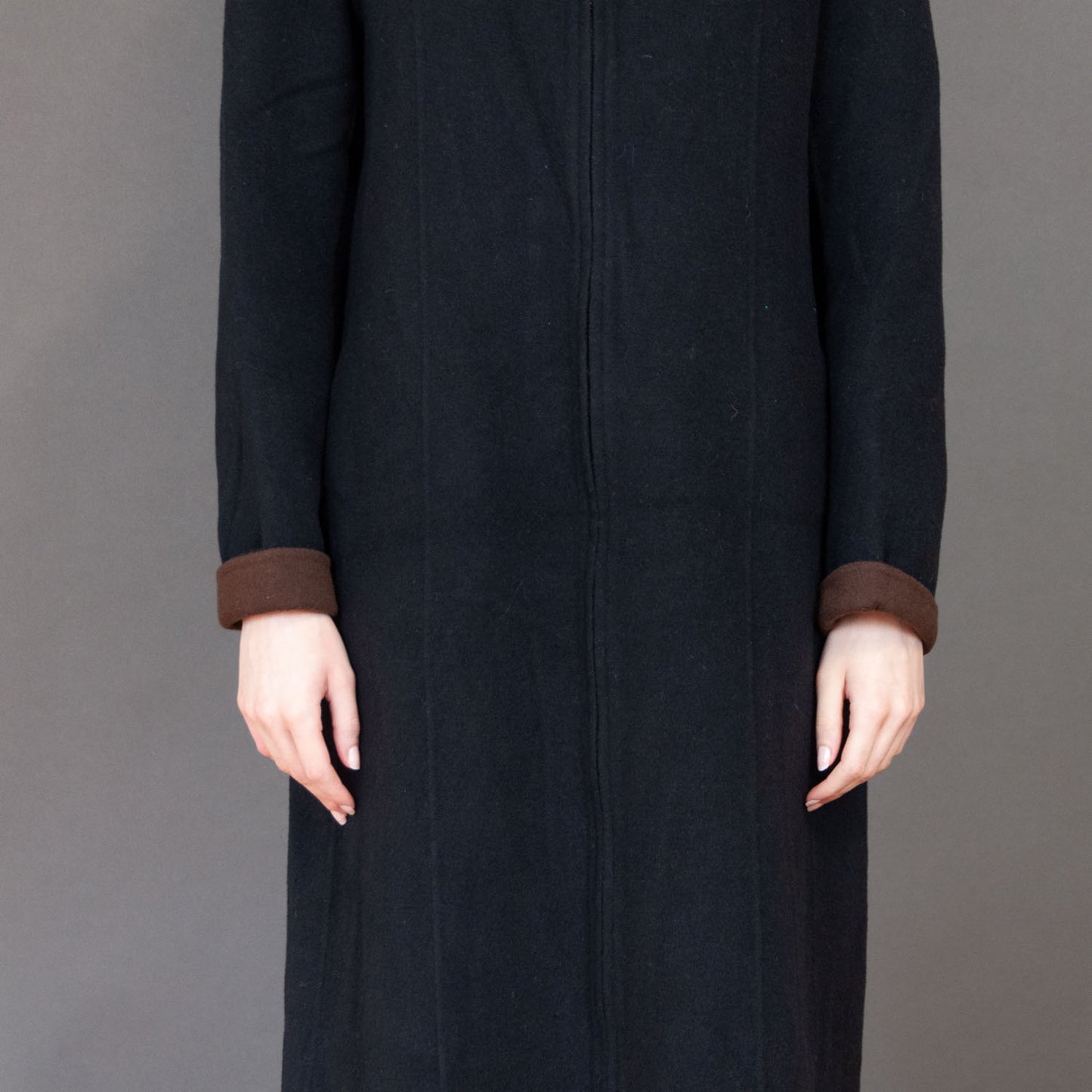 VIN-OUTW-21087 Vintage μάλλινο παλτό μαύρο M
